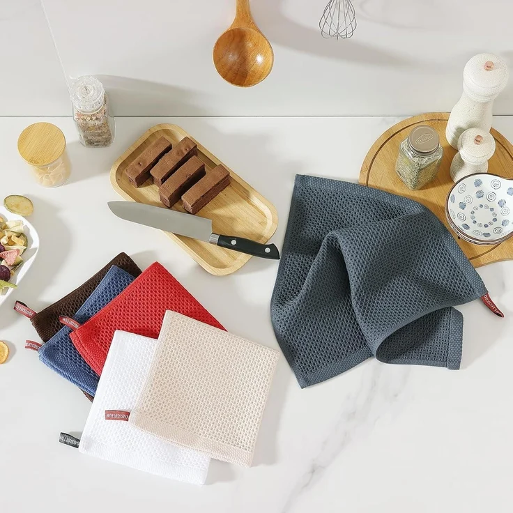 Moosfor Geschirrtücher 100% Baumwolle 6er Set 30x30cm Braun – Bild 7