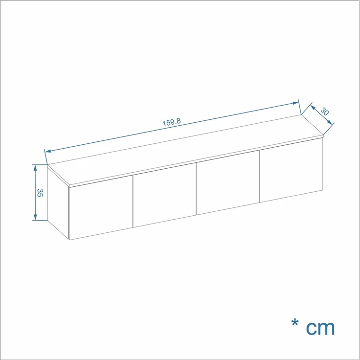 KOMTO Wandregaltisch KOMTO TV Lowboard Hängend – TV Unterschrank, Sideboard für Wohnzimmer – Bild 4