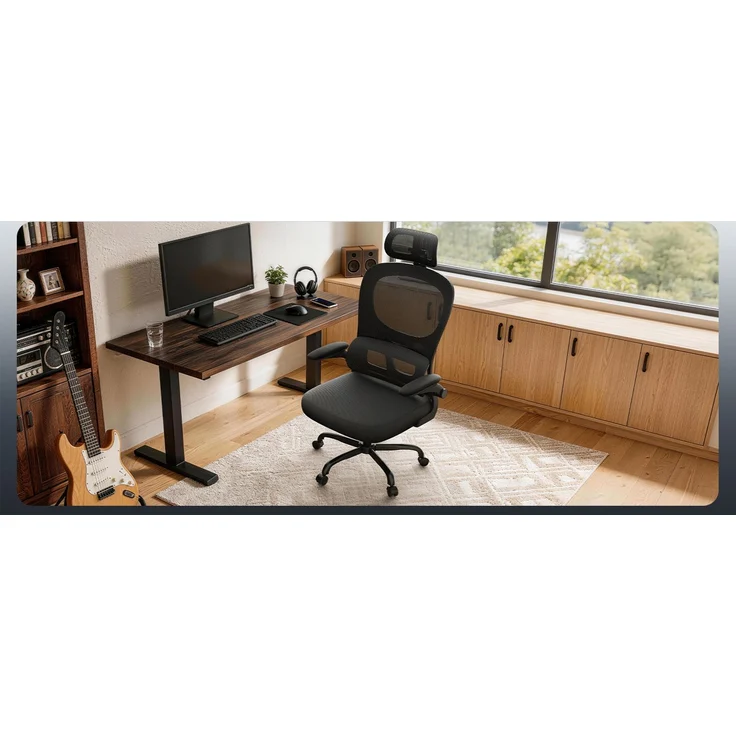 Botifly Ergonomischer Bürostuhl, Mesh-Gewebe, Schwarz, 90°-120° Wippfunktion, 10 cm Höhenverstellbar – Bild 9