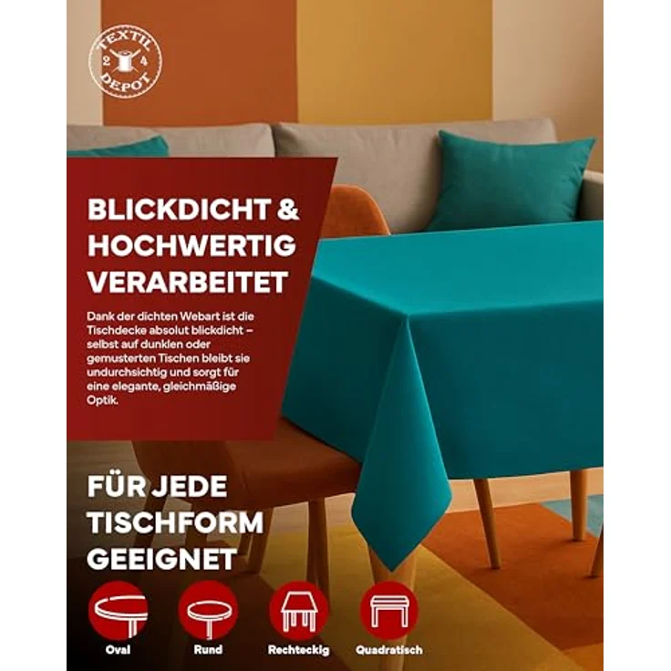 texpot Tischdecke Lotuseffekt Leinenoptik Bügelfrei Fleckschutz wasserabweißend (1-tlg) – Bild 7
