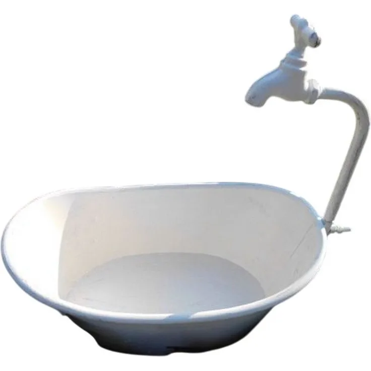 Deko-Impression Pflanzschale Wanne mit Deko-Wasserhahn Blumentopf Pflanzschale weiß 31 cm (1 St)