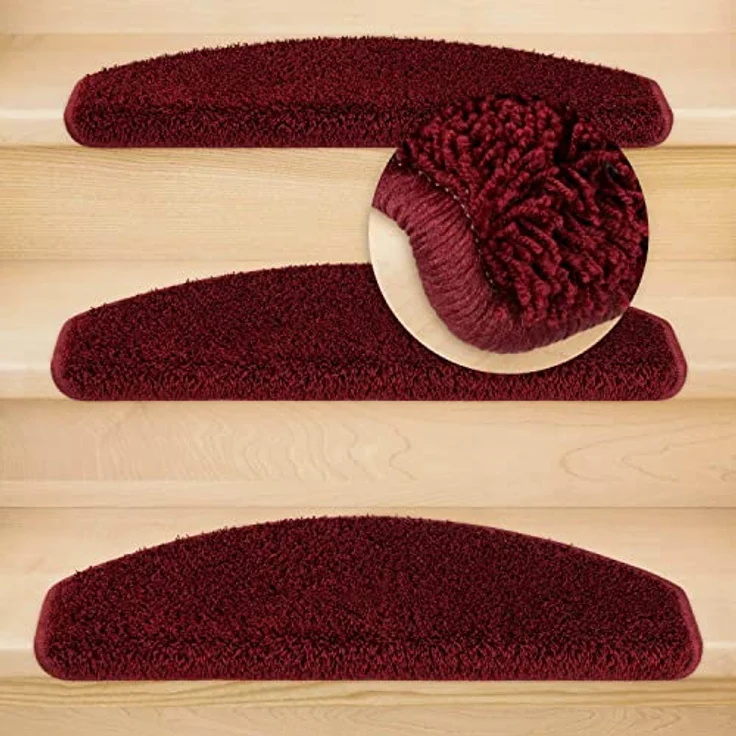 Metzker® Stufenmatte Shaggy Stufenmatten Emphoria Halbrund bordeaux 15 Stück, Halbrund, Höhe: 15 mm, 15 Stück im Set - Bordeaux – Bild 5