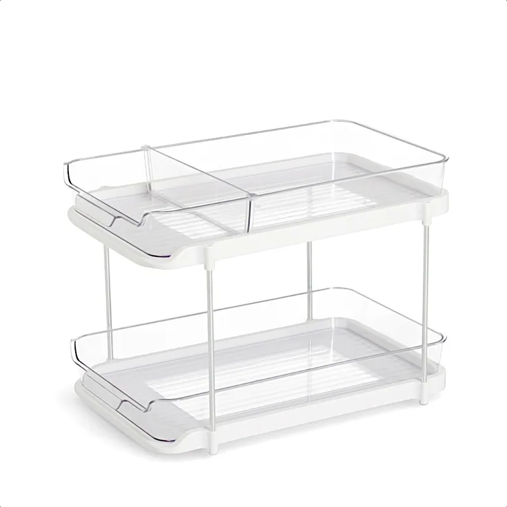 ZELLER Etagenregal 14757 aus Kunststoff mit zwei Ablagen, ausziehbar / Etagere