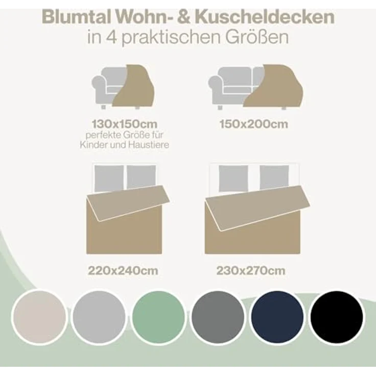 Blumtal Kuscheldecke, Grün, Flauschige Sherpa-Innenseite, Rechteckig 150x200 cm, Oeko-Tex® Standard 100 – Bild 6