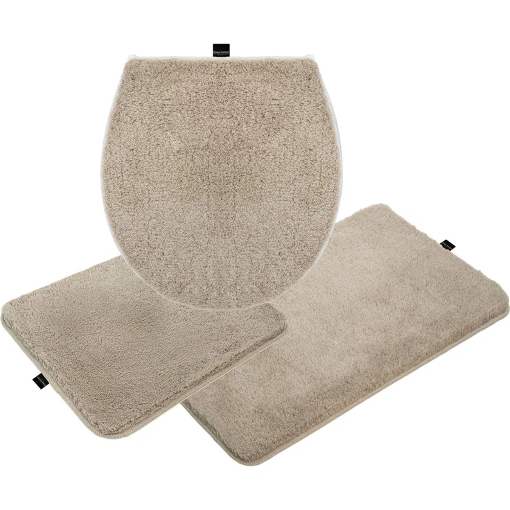 Bruno Banani Badematte Lana, Standard & Premium Qualität, 25 mm oder 30 mm Höhe, rutschhemmend beschichtet, schnell trocknend, strapazierfähig, fußbodenheizungsgeeignet, Polyacryl, rechteckig, 3-tlg. Hänge-WC Set, Badteppich, Badematten, unifarben, auc... – Bild 2