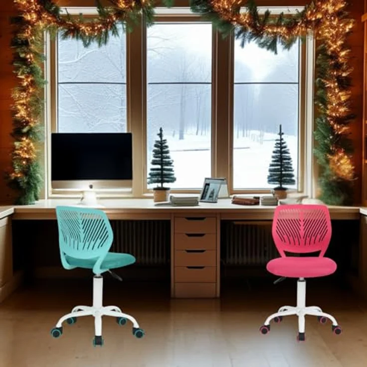 FurnitureR 2X Höhenverstellbarer Drehstuhl - Ergonomischer Schreibtischstuhl für Kinder/Jugendliche, Drehbarer Bürostuhl mit Rollen für Homeoffice & Kinderzimmer – Bild 2