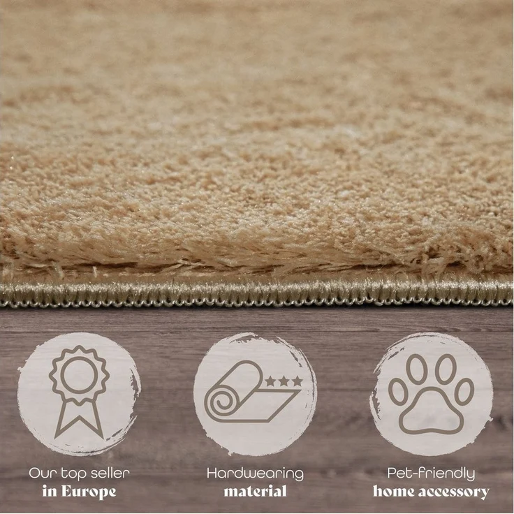TT Home Teppich, Rechteckig, Höhe: 14 mm, Wohnzimmer Kurzflor Einfarbig Modernes Design Waschbar – Bild 2