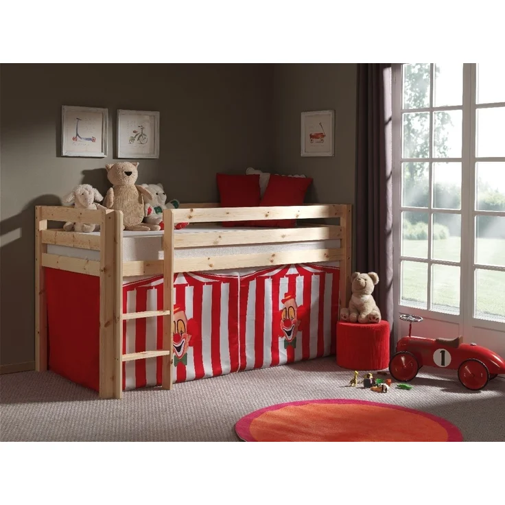 Kinderbett Karolina 210x114x106 Massivholz Natur Textilset Zirkus – Bild 2