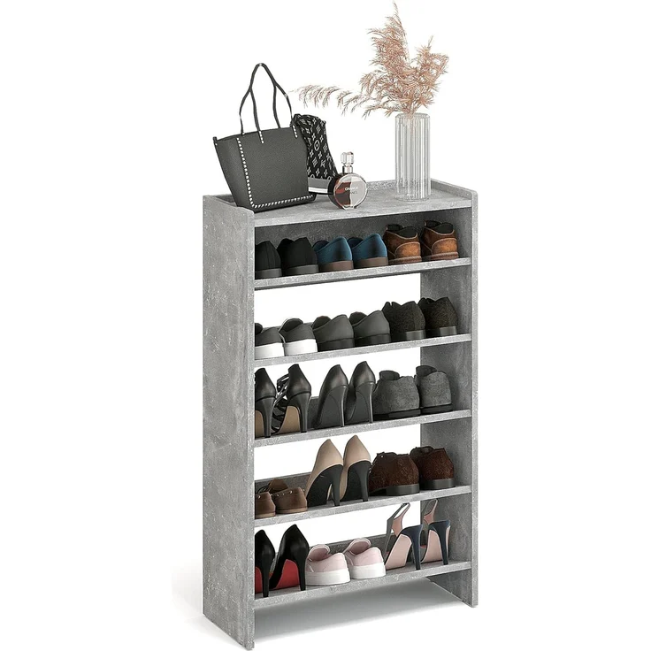 KOMTO Schuhregal Elexis 5 Schmal - Schuhablage Flur mit 5 Ebenen Offener Schuhschrank, Schuhschrank Schuh Organizer Platzsparend, 60 x 25 x 98 cm – Bild 1