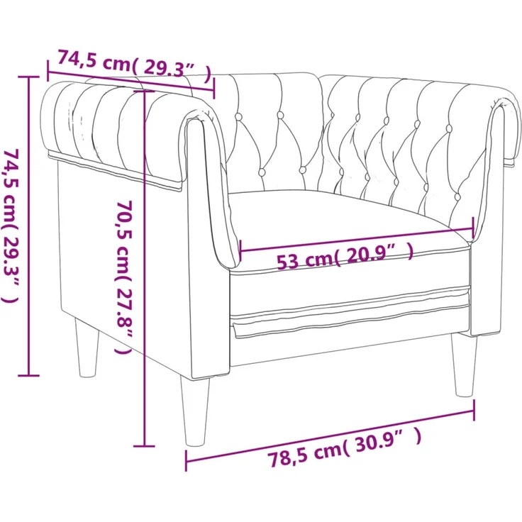 vidaXL Chesterfield-Sessel Dunkelbraun Stoff 372541 – Bild 9