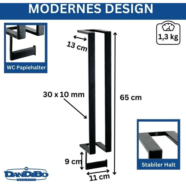 DanDiBo Toiletten-Ersatzrollenhalter Toilettenpapierhalter Schwarz Wand Metall Toilettenpapier Aufbewahrung – Bild 4