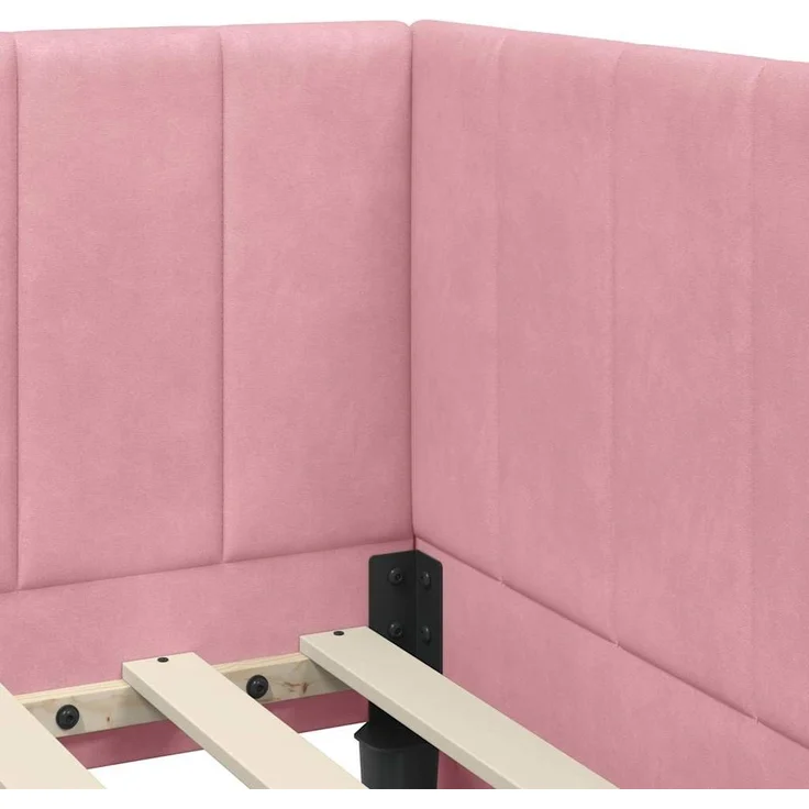 vidaXL Eckbettgestell mit Kopfteil Rosa 100 cm x 200 cm Samt 42016361 – Bild 7