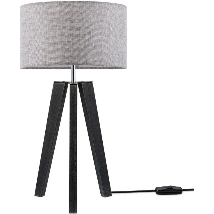 Paco Home Tischleuchte Canvas uni Color, ohne Leuchtmittel, Stehlampe Vintage Fuß LED Lampe Wohnzimmer Skandinavischer Stil E27 – Bild 5