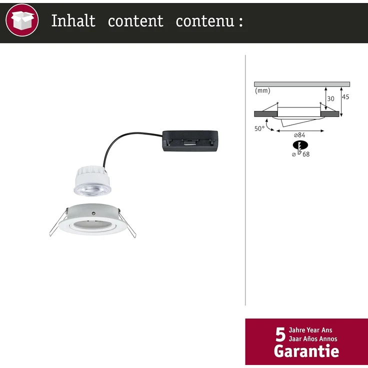 Paulmann 92453 LED Einbauleuchte Nova Coin Einzelleuchte rund 4000K Weiß – Bild 5