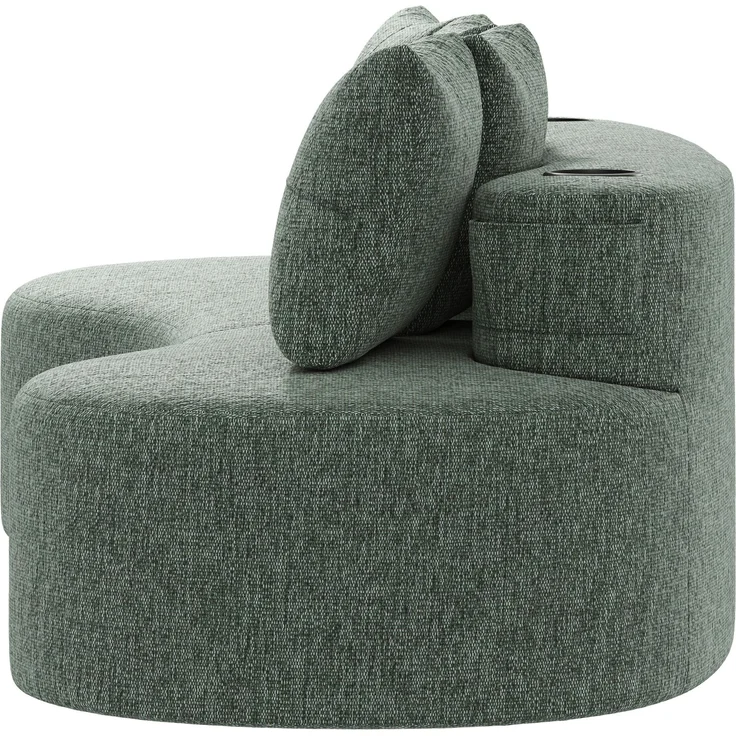 Großes Stoffsofa 240 cm mit Getränkehaltern, Seitentaschen und 4 Kissen, gepolsterte Couch mit Schaumstoff und Federleisten für Wohnzimmer, Grün – Bild 15