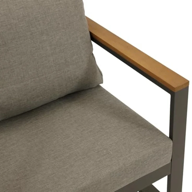 DEGAMO KAMPALA Diningsessel, Alu + Akazie, anthrazit/braun, 70cm – Bild 3