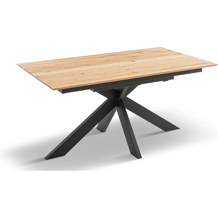 Ausziehtisch 160(245)x90cm "Hamburg" Wildeiche & Metall schwarz – Bild 2