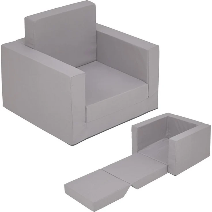 Spetebo Kindersessel Polstersessel 2in1 ausklappbar - grau - Kindersessel 48 x 41 cm (Artikel, 1-St, Stück), zum Aufklappen – Bild 5
