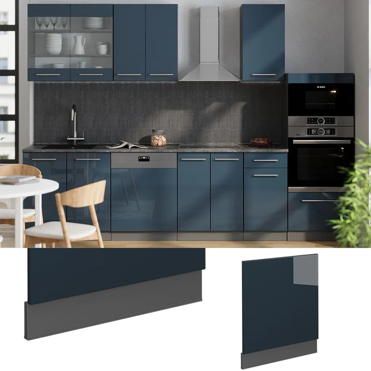 Frontblende Fame-Line Dunkelblau Hochglanz 60 cm Vicco – Bild 2