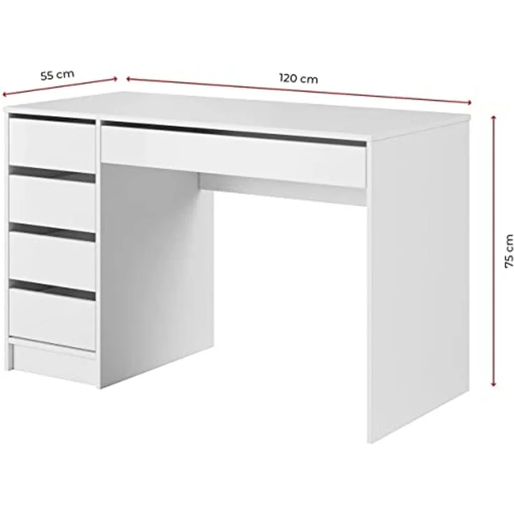 Lookway Schminktisch MADA MATT Schreibtisch mit Schubladen und matter Oberfläche (1x Schreibtisch), Breite: 120cm – Bild 3