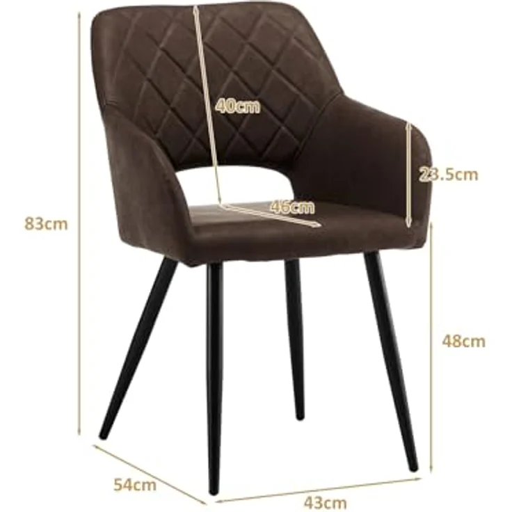 TUKAILAI Esszimmerstühle 2er Set aus Kunstleder, Küchenstuhl Polsterstuhl mit Offener Rückenlehne,Armlehnen,Gepolstertem Sitz, Metallbeinen, Stühle für Wohnzimmer,Esszimmer,Küche – Bild 4