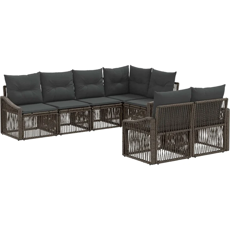 vidaXL Gartensofa-set 7 stk. 7-Sitzer Grau Poly-Rattan 3436064 – Bild 2