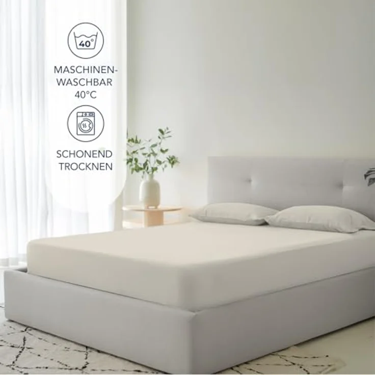 Dreamzie Spannbettlaken 90x200 cm - 35 cm Tiefe Tasche - 100% Mikrofaser Bettlaken - Beige, Schadstoffgeprüft(Oeko TEX), Bettlaken mit Gummizug – Bild 6