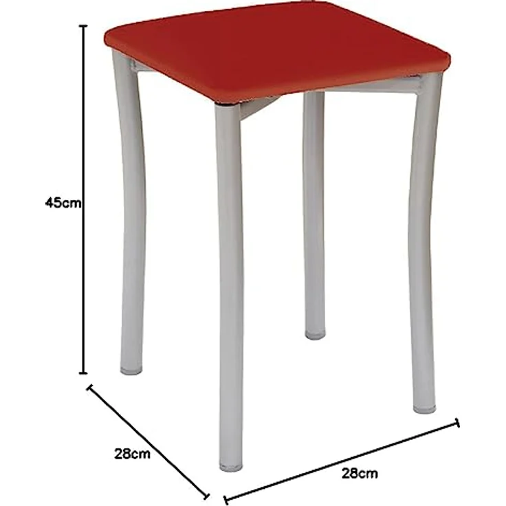 ASTIMESA Zwei Küchenhocker mit runden Beinen und rotem Kunstlederbezug. – Bild 4