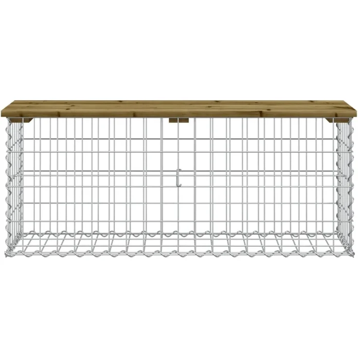 vidaXL Gartenbank aus Gabionen 103x31,5x42 cm Kiefernholz Imprägniert 834352 – Bild 2