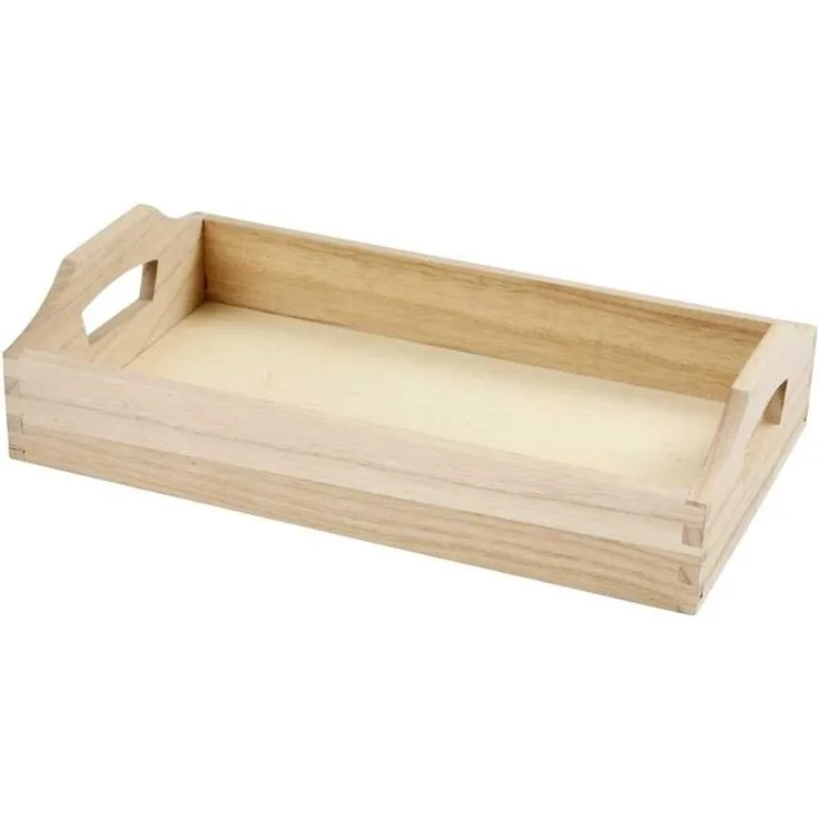 Creativ Großes Serviertablett aus Holz, mit Griffen, 30 x 17 x 5 cm