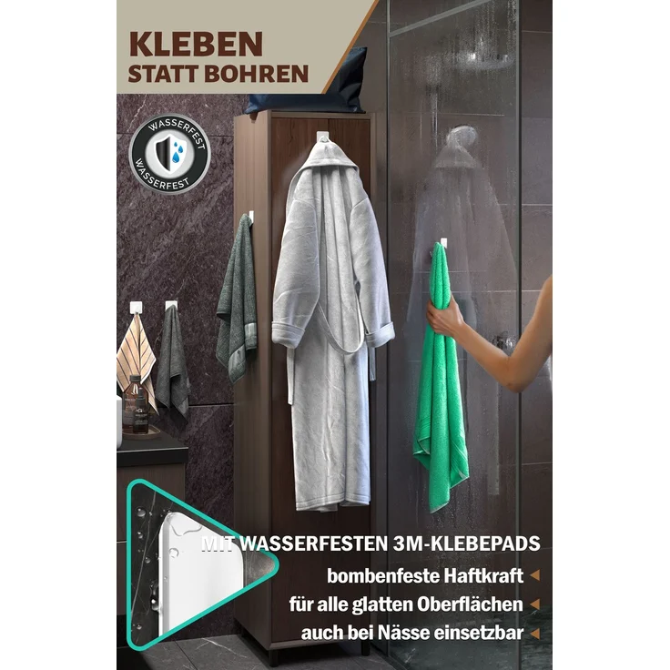 Lindenstein Ovale Klebehaken 6er-Set Weiß – Edelstahl V2A, 3M-Klebepads – Bild 4
