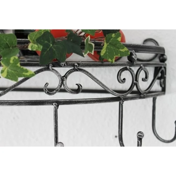 Wandregal 09919 Wandkonsole 50cm Küchenregal aus Metall Topfhänger Kräuterregal – Bild 5