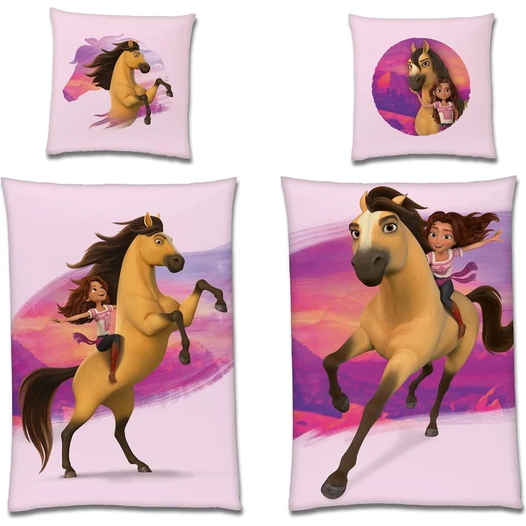 BERONAGE Kinderbettwäsche Spirit Untamed Bettwäsche Wild und Frei Linon / Renforcé, 100% Baumwolle, 2 teilig, 135x200 + 80x80 cm – Bild 4