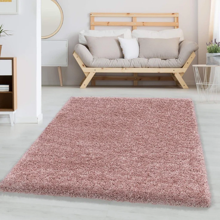 Carpetsale24 Shaggy Hochflor Teppich 60x110 cm Rosa weich flauschig modern einfarbig Für Flur oder kleine Räume für Wohnzimmer Schlafzimmer Flur