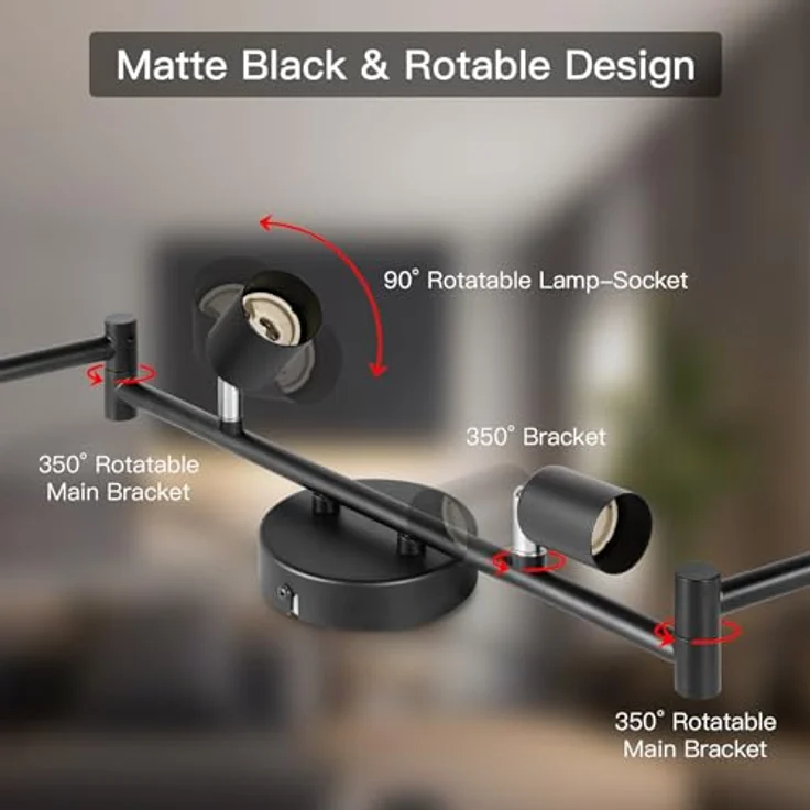 Dehobo LED Deckenstrahler Wohnzimmer - Deckenleuchte 6 Flammig Schwarz Deckenlampe Spot - GU10 Deckenspot Schwenkbar 350° - Drehbar Küchelampe Spot Strahler Decke Schlafzimmer Ohne Leuchtmittel – Bild 3
