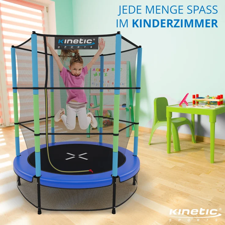 Kinetic Sports Gartentrampolin JUMPER 140, Ø 140 cm, Gummiseil Fun Jumper mit Sicherheitsnetz, Schutzpolster – Bild 2