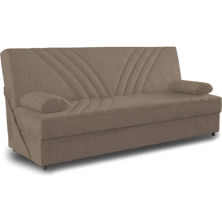 Dmora 3-Sitzer Schlafsofa Apicella, Sofa mit Stauraum und 2 Kissen inklusive, Wohnzimmersofa aus Stoff mit Klick-Klack-Öffnung, 181 x 81 x 88 cm, Beige – Bild 1