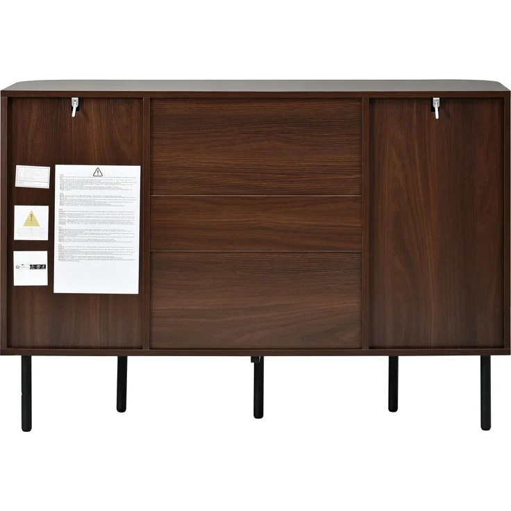 ZUBALIYA Wohnwand Set TV-Lowboard & Sideboard mit Geflechtfront / MDF-Korpus, MDF-Korpus, 120.00 x 40.00 x 82.00 cm, fürs Wohnzimmer, mit Schubladen, mit Stauraum, Samt, Walnuss – Bild 24