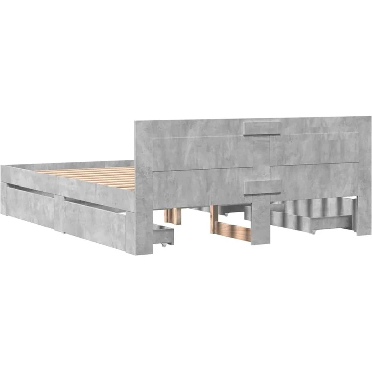 vidaXL Bettgestell mit Kopfteil Betongrau 160x200 cm Holzwerkstoff 3295551 – Bild 6