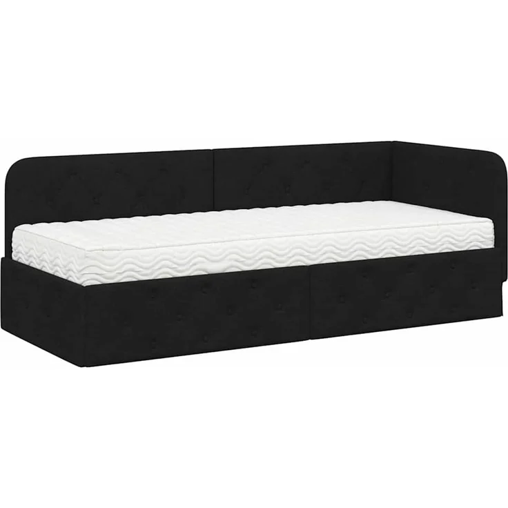 vidaXL Eckbettgestell mit Matratze Schwarz 80 x 200 cm Stoff 3394031 – Bild 1