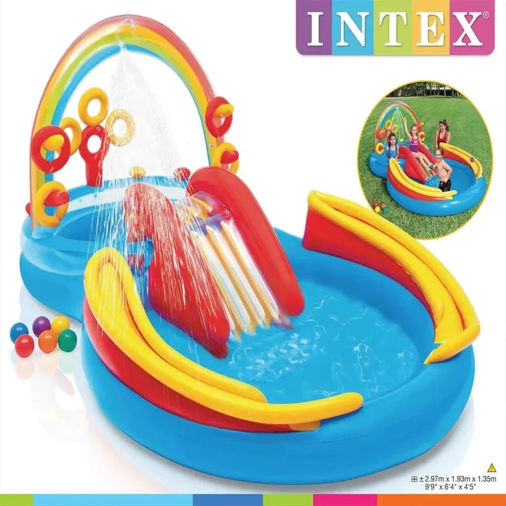 Intex Pool Aufblasbar Rainbow Ring Play Center 297x193 x135 cm 3202797 – Bild 1