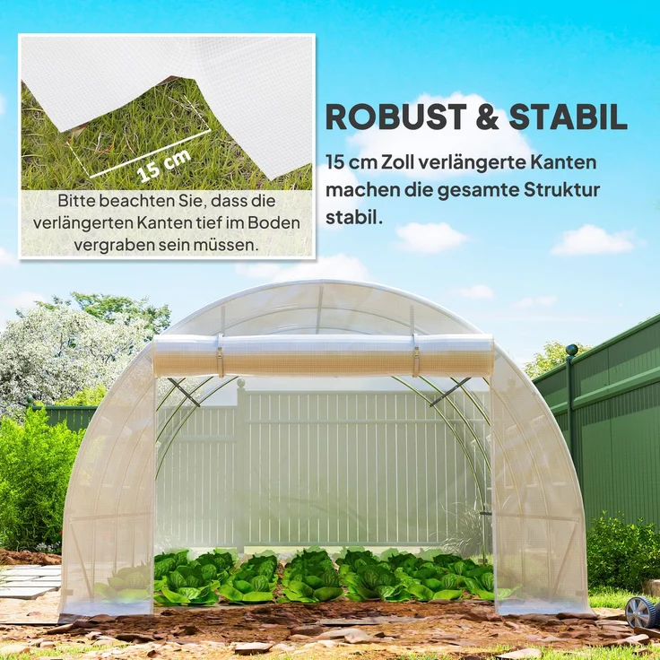 Outsunny Gewächshausfolie, PE, Weiß, 400L x 300B x 200H cm – Bild 5