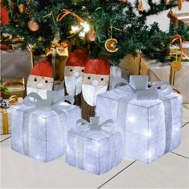 CCLIFE Weihnachtsfigur LED Geschenkbox 3er, Netzstecker Weihnachten Weihnachtenbox – Bild 1