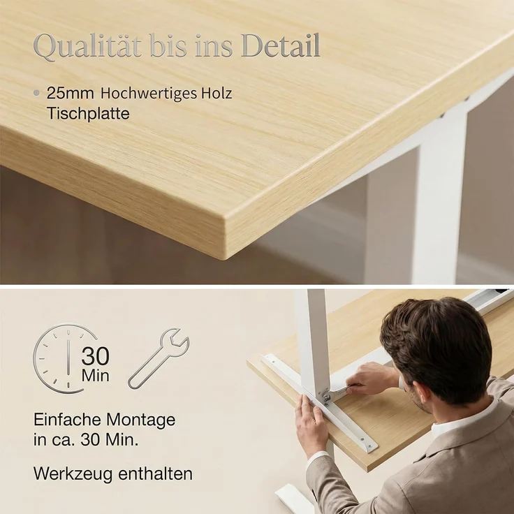 Devoko Höhenverstellbarer Schreibtisch 180x80 cm elektrisch, Höhenverstellung 63-128 cm mit Smart Control, 125 kg Tragkraft, für gesundes Arbeiten – Bild 7