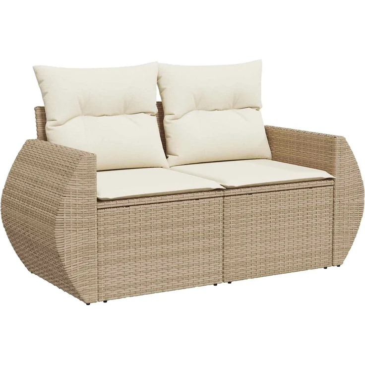 vidaXL Sofa Set 8 stk. Beige und Cremeweiß Polyrattan und Stahl 3448446 – Bild 3