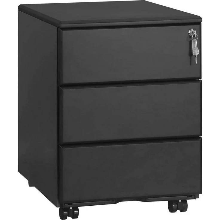 Woltu Rollcontainer, Metall Mobiler Aktenschrank Büroschrank mit 3 Schubladen – Bild 1
