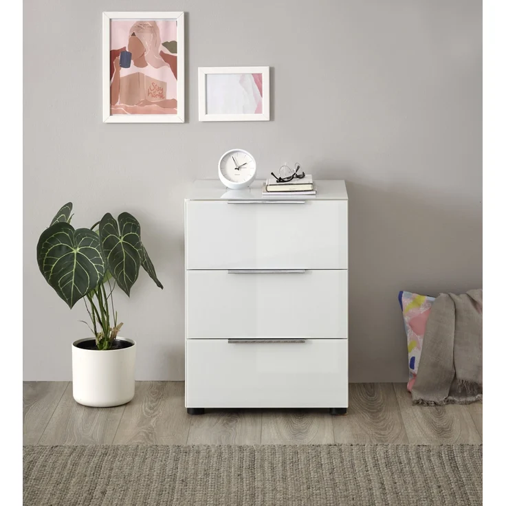 Nachtkommode >Sean< in weiß, - 45x61x40 cm (BxHxT) – Bild 8