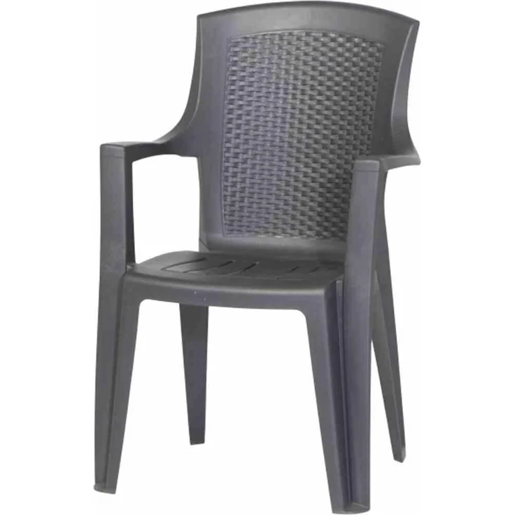 PROGARDEN Stapelsessel Eden ca. 46x55x91 cm, anthrazit, stapelbar, Geflechtoptik – Bild 1