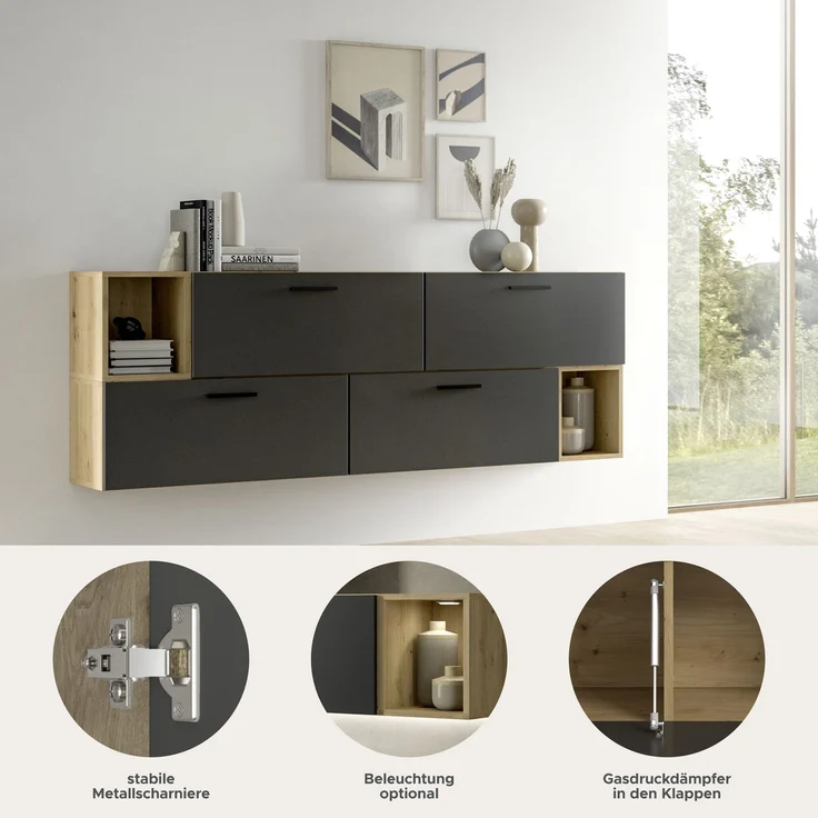 The One Wohnkombination in Basalt grau Nachbildung – Bild 7