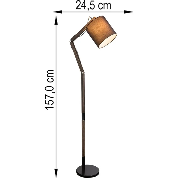 Smart RGB LED Stehlampe, Holz, Textil, grau, schwarz, beweglich, H 172 cm – Bild 8